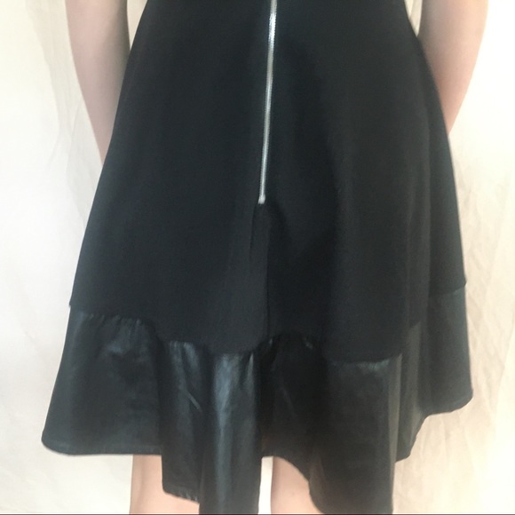 Miami V Neck Sleeveless Black A Line Mini Dress Size XS Faux Leather - Picture 8 of 10